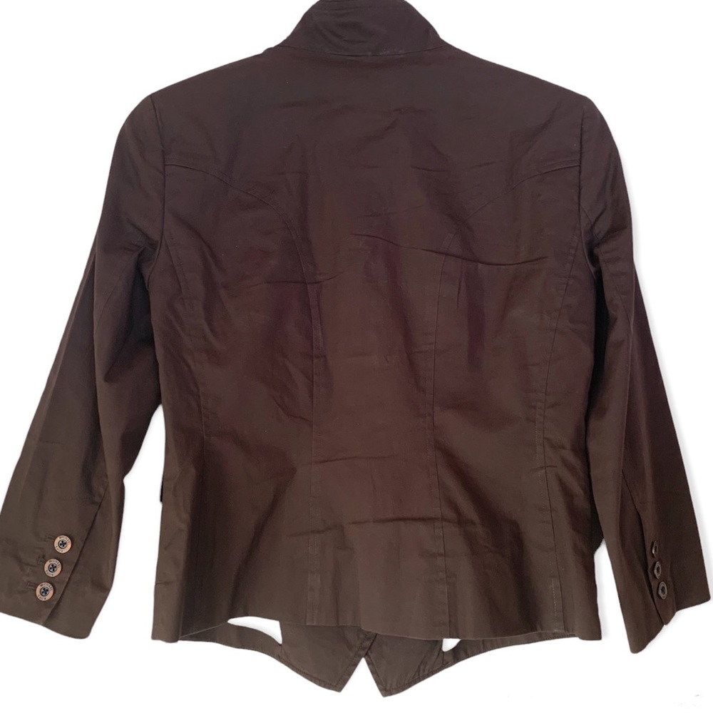 Vintage Michael Kors Brown Blazer with 3/4 sleeves & unique button detail Size 6 - Picture 2 of 11